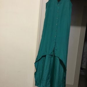 Teal green high-low dress